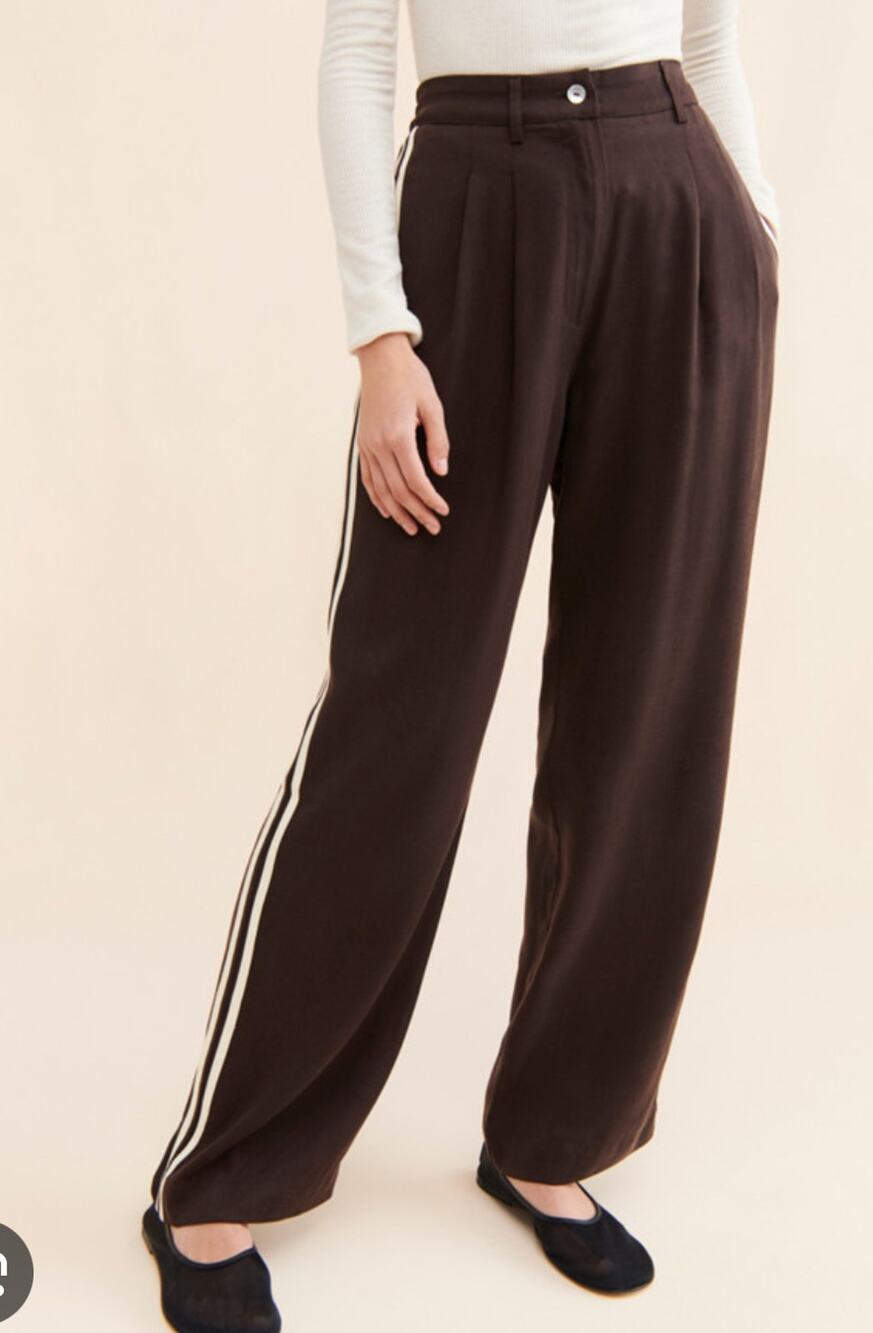DONNI Track Stripe Pleated Trousers Brown Size Small